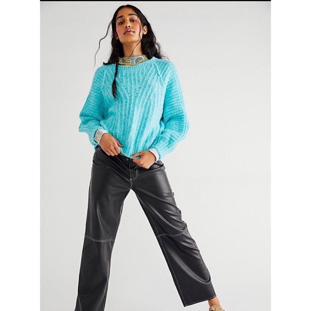 NWT Free People Oversized Knit Chunky Blue Sweater